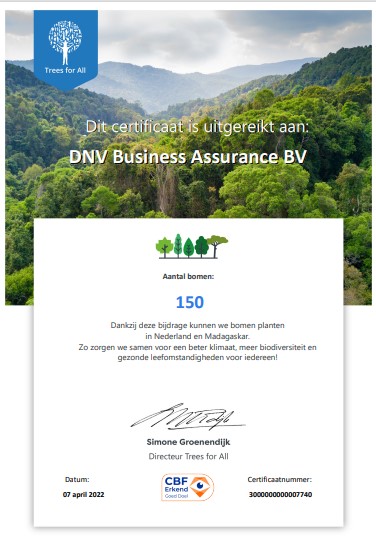 Certificaat DNV - Trees for All