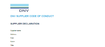DNV Netherlands B.V. - Supplier code of conduct: Supplier declaration (2021)