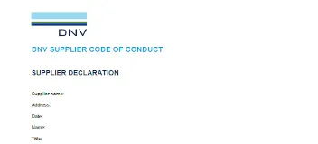 DNV Netherlands B.V. - Supplier code of conduct: Supplier declaration (2021)