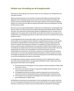 Pleidooi voor de versnelling van de energietransitie